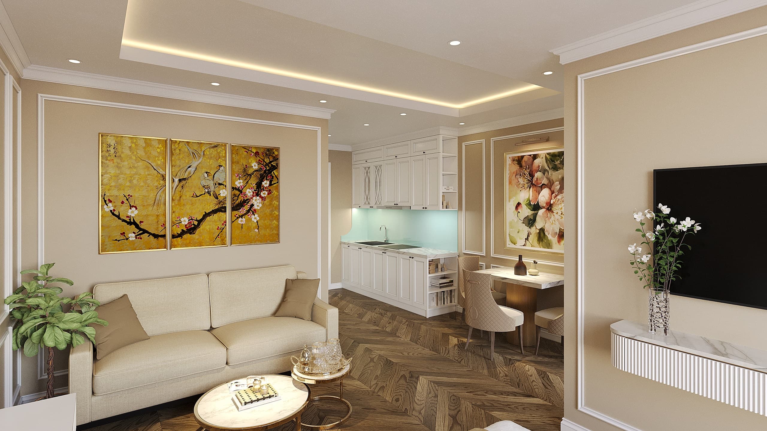 Nội thất căn hộ 1 phòng ngủ 2