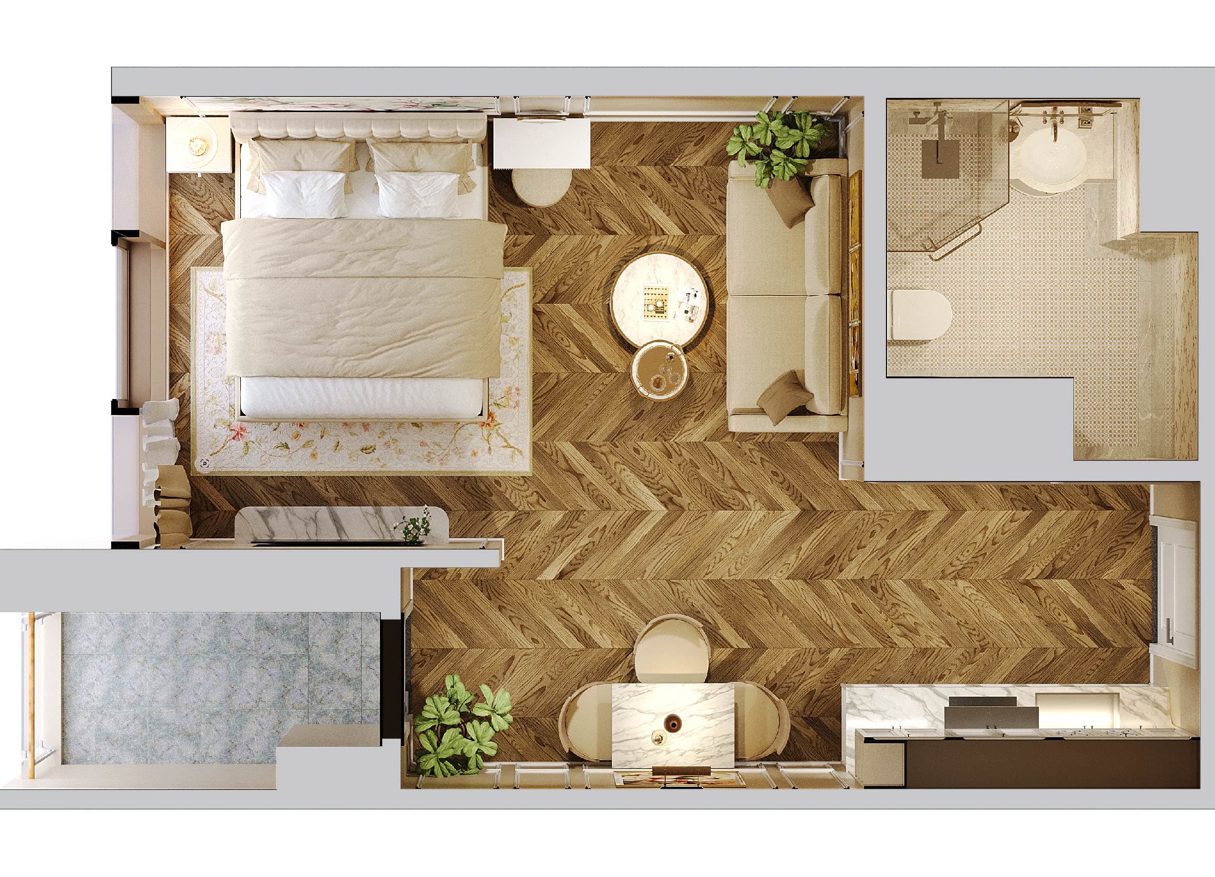 Căn hộ 1 phòng ngủ